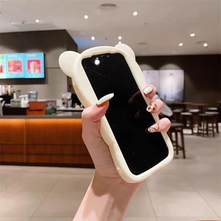 สําหรับiPhone 17 Pro Max 11 14 12 XR XS 16 15 7 8 SE 2020 น่ารัก 3Dการ์ตูนหมีเคสTPUแบบนุ่มฝาครอบ