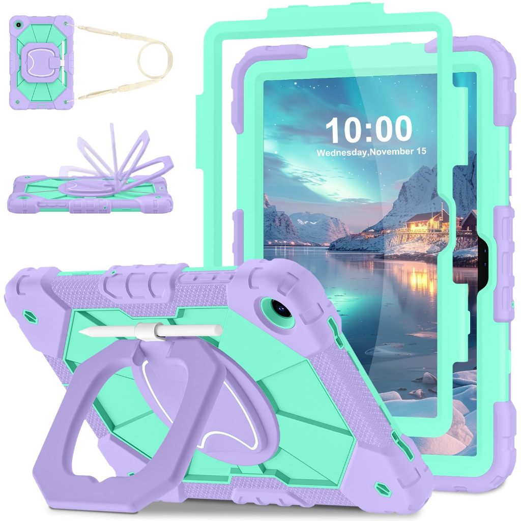 NEOMIXX Android เคสแท็บเล็ตสําหรับ Samsung Galaxy Tab S11,S10 Lite/ FE, S9, A11+ A9+ Plus 11 ใน 2022023, ก9 8.7" ในปี 2023, ฝาครอบกันกระแทกพร้อมขาตั้งหมุนได้, ที่ใส่ดินสอ