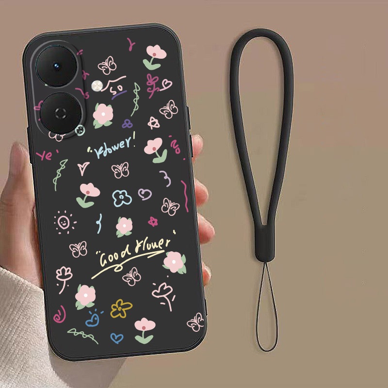 Tecno Spark GO 2 SPARK GO 1 เคสดอกไม้แฟชั่นมีสไตล์ Frosted Liquid Silicon Soft Casing Cover