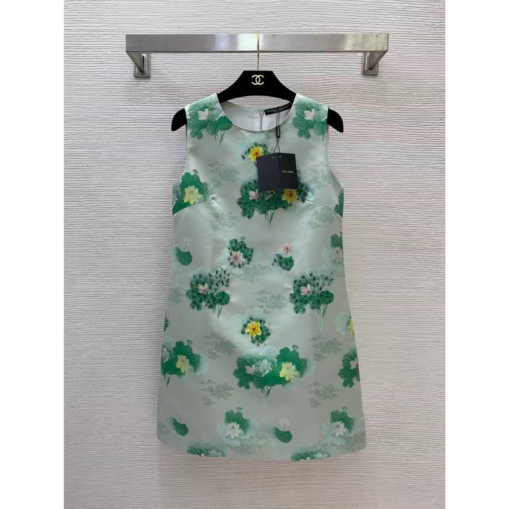 วีเอ็ม วีเอ็ม||DG ** High-End ที่กําหนดเองสด Elegant Ink ภาพวาด Lotus Pond Jacquard ผ้า, ชิ้นด้านหน้