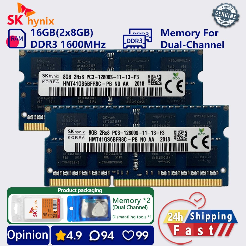 SK hynix 16gb 8gb 1600mhz ddr3 หน่วยความจําแล็ปท็อป Dual Channel sodimm pc3 12800 1.5v RAM