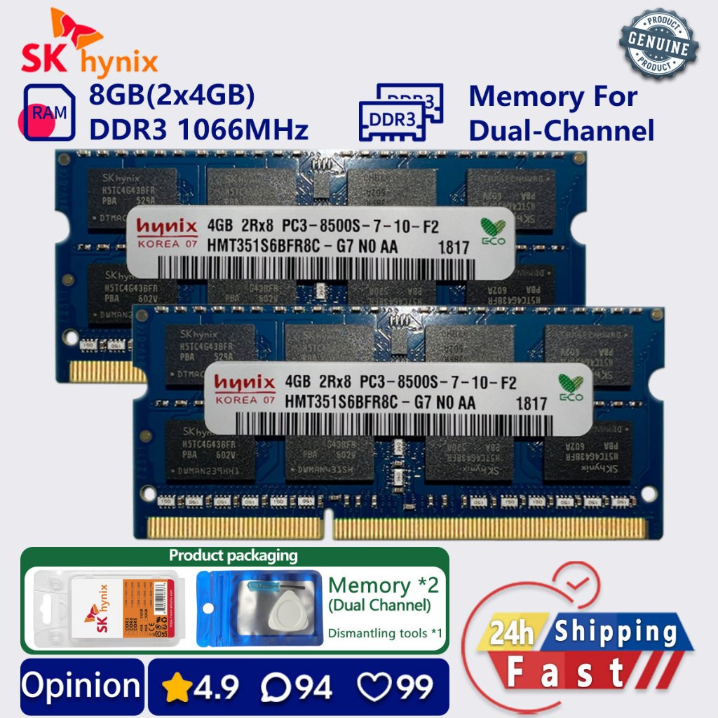 SK hynix 8gb 1066mhz ddr3 หน่วยความจําแล็ปท็อป Dual Channel sodimm pc3 8500 1.5v RAM