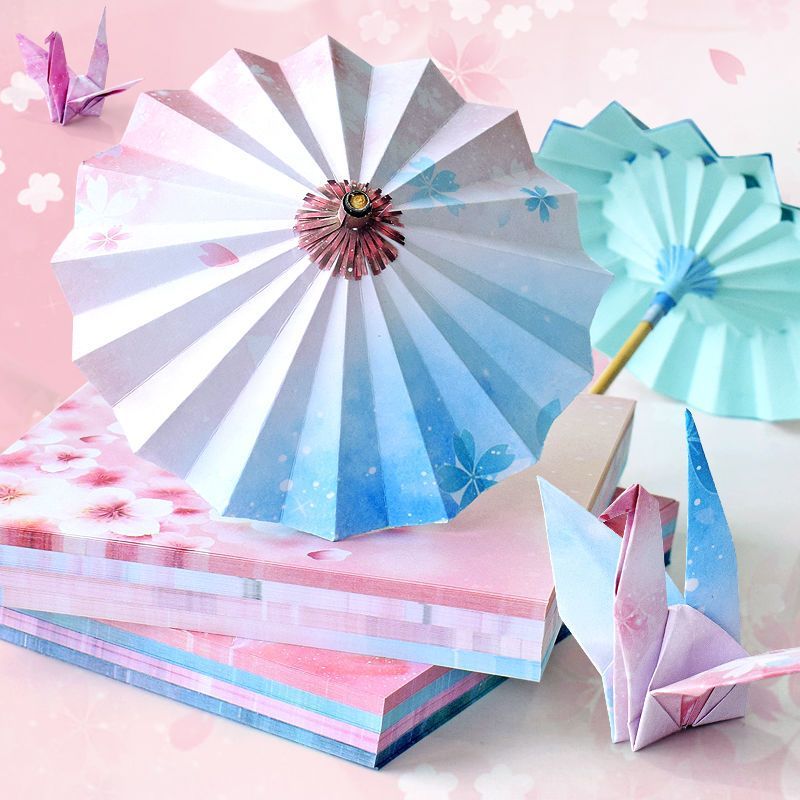 พันกระดาษเครน Origami กระดาษสีพิมพ์สองด้านตาราง Origami Handmade Origami สี Origami กระดาษสี Origami