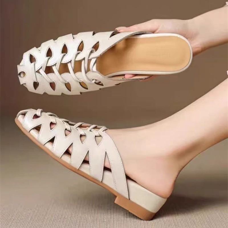 รองเท้าแตะสตรีแบบ slip-on สไตล์เกาหลี หน้ายางนุ่ม ดีไซน์เป็นเอกลักษณ์