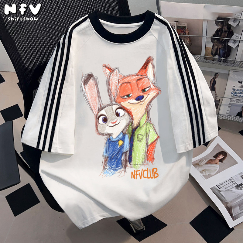 NFV ใหม่ล่าสุด✨ลายพิมพ์ซูโทเปีย เสื้อยืดแนวเกาหลี ใส่สบายไม่รัดตัว ผ้าฝ้ายแท้ ใส่สบาย  YG3886 – โปรปัง