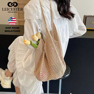 New Style Woven Female Bag Portable Fashion One-Shoulder Mesh Pocket Bag Seaside Vacation Beach Bag Travel Straw Bag