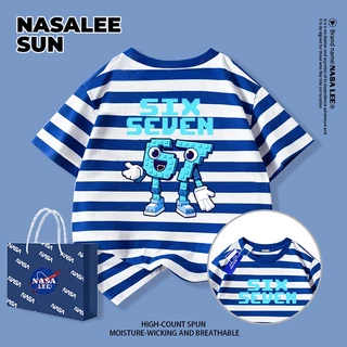 【จัดส่งวันเดียวกัน】เสื้อยืดผ้าฝ้ายเด็ก NASA สีดำ ลาย sixseven สไตล์อเมริกันสตรีท อายุ 3-16 ปี เสื้อยืดแขนสั้นหลวมสำหรับเด็กชายเด็กหญิง
