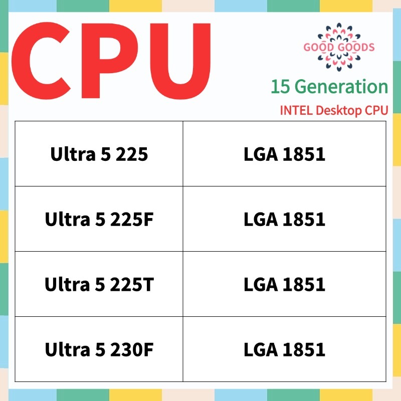 Ultra 5 225 Ultra 5 225F Ultra 5 225T Ultra 5 230F 15th generation INTEL Core เดสก์ท็อป CPU LGA1851