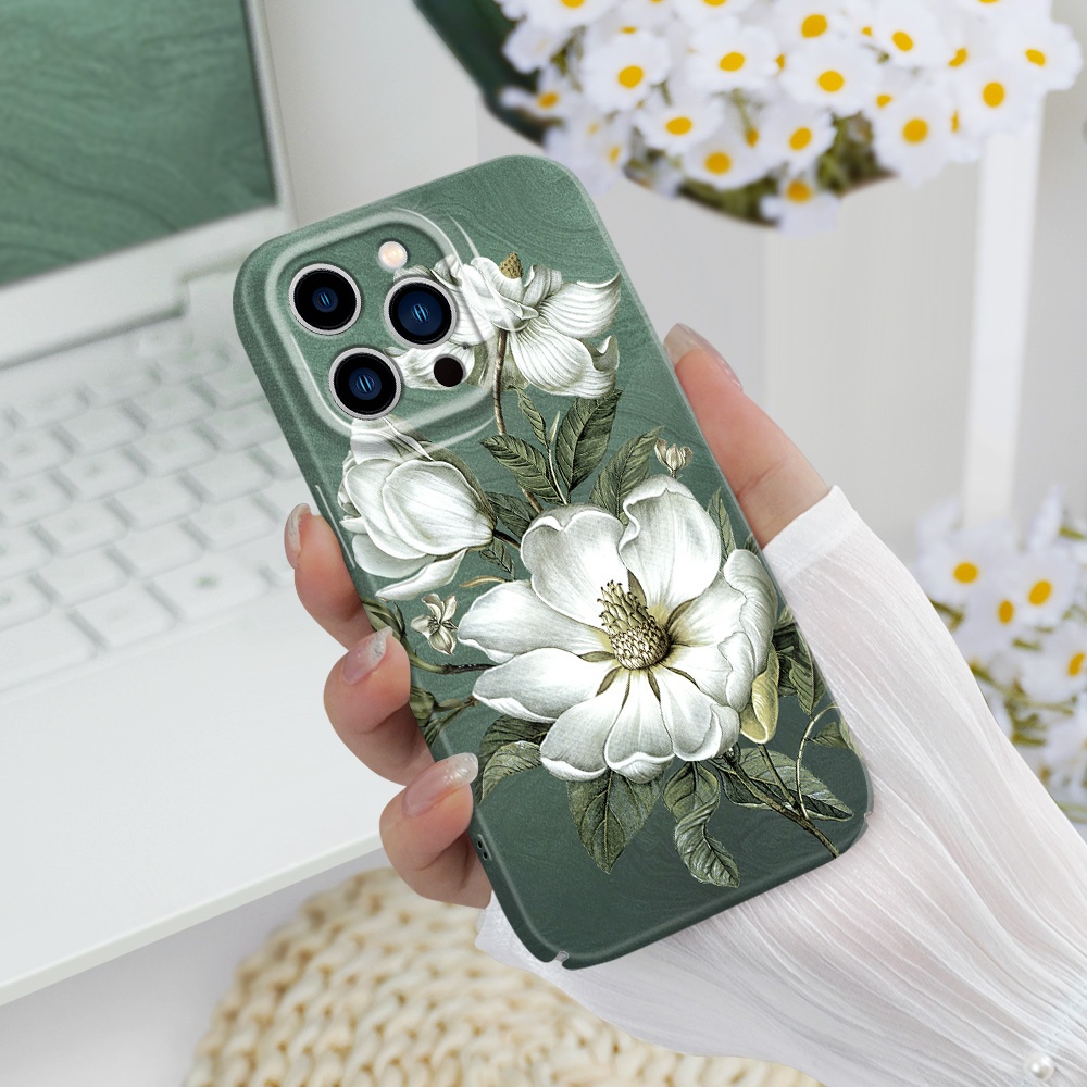 เคสโทรศัพท์สําหรับ IPhone 14 13 Pro Max Mini Gorgeous Magnolia Film Hard Cover