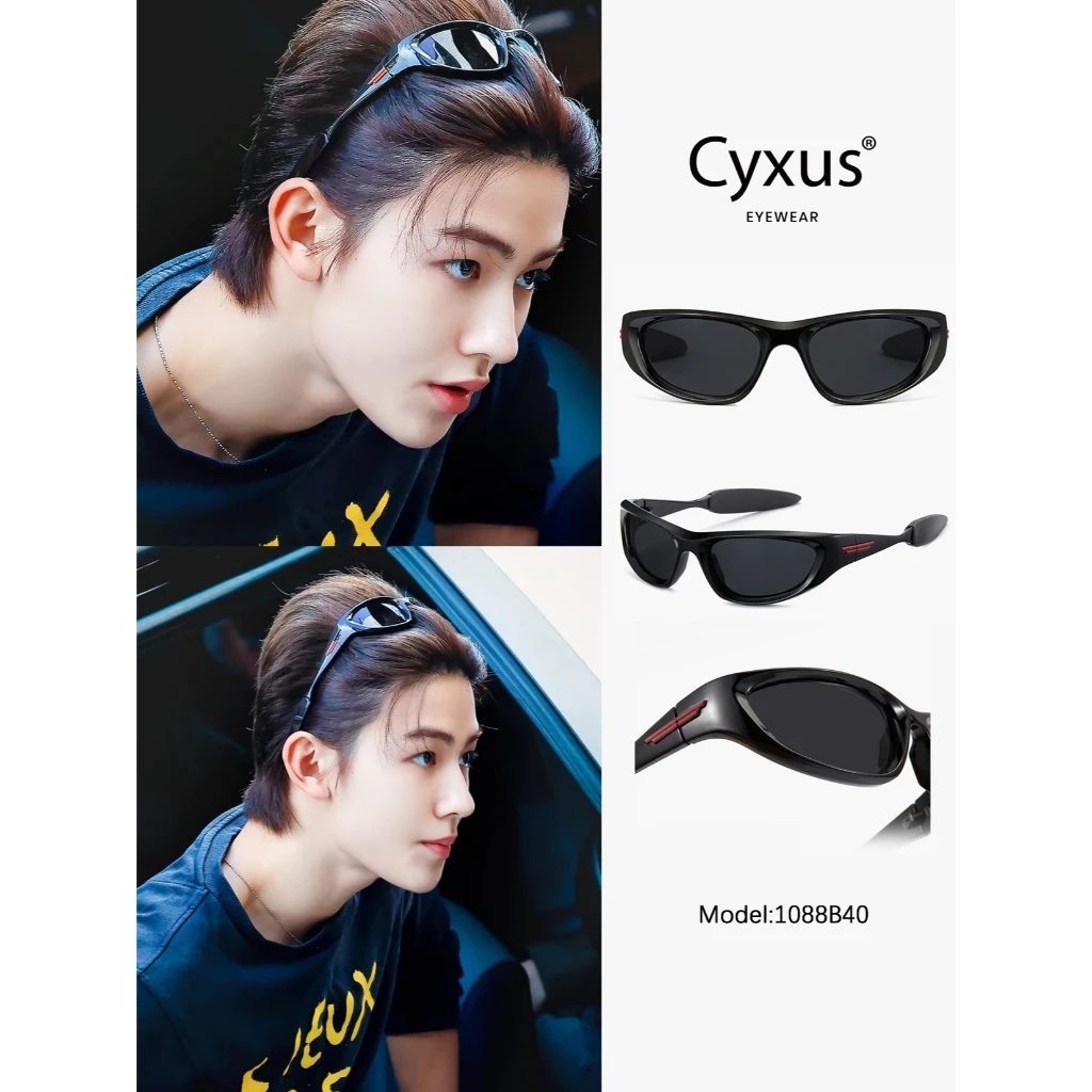 Cyxus CORTIS#Seong Hyeon แบบดารา Y2K สไตล์ แว่นตาตาแมว เลนส์โพลาไรซ์ TAC แว่นกันแดด 1088