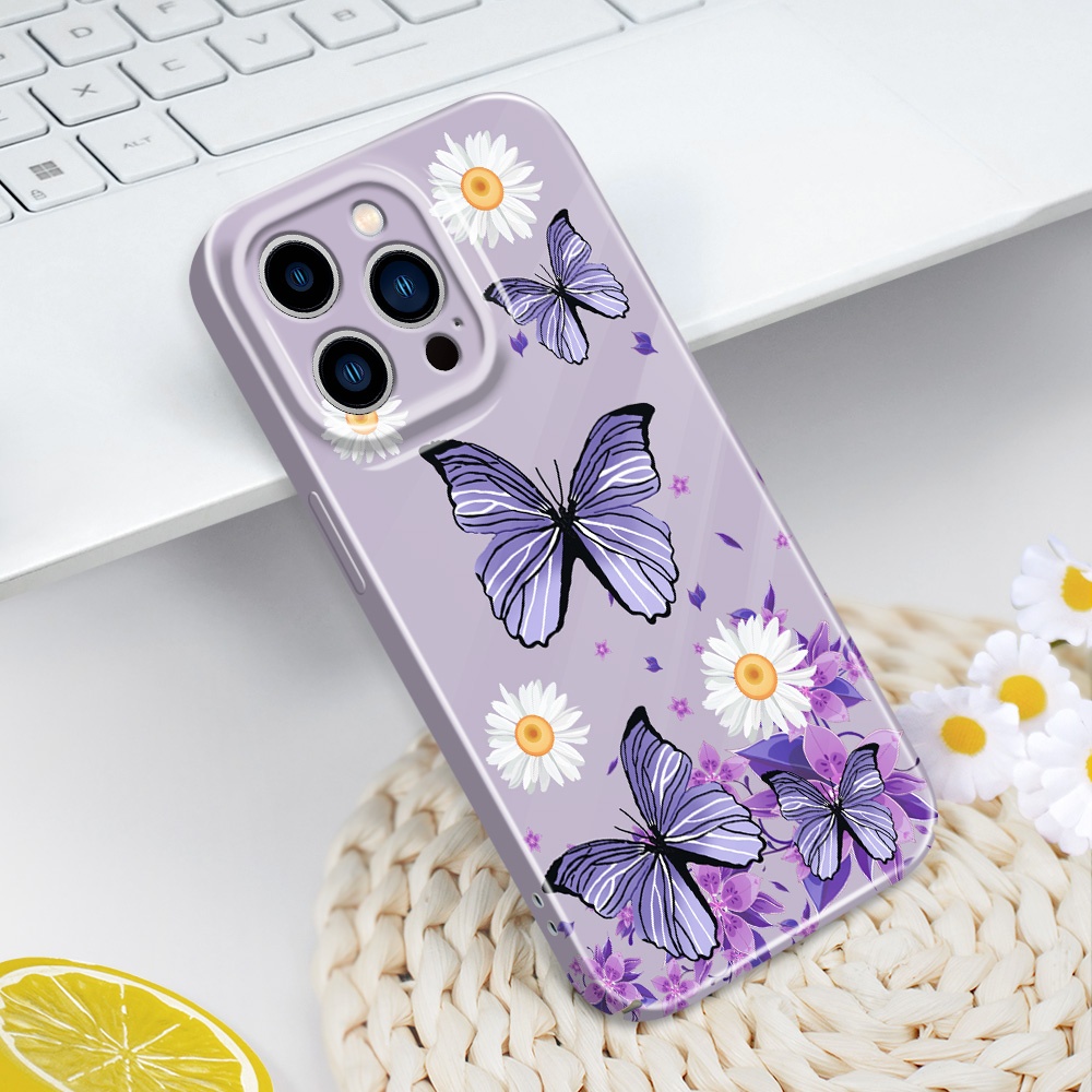 เคสโทรศัพท์สําหรับ IPhone 14 13 Pro Max Mini Glowing Flowers Film Hard Cover