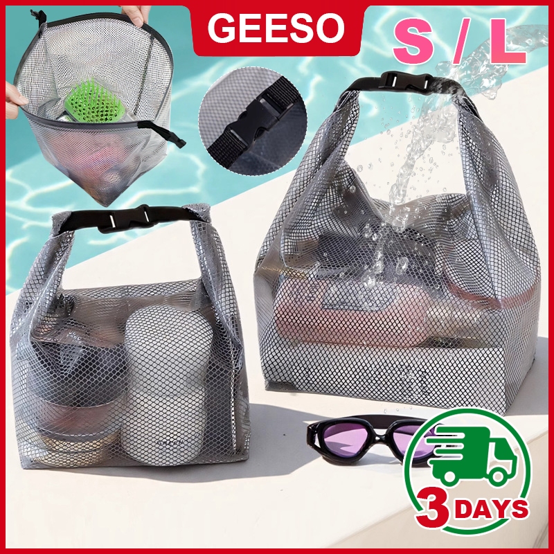GEESO 1 ชิ้นโปร่งใสกันน้ํา PVC ความจุขนาดใหญ่กระเป๋าสําหรับชุดว่ายน้ําผ้าเช็ดตัวเครื่องสําอางและอุปก