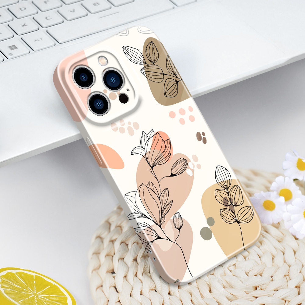 เคสโทรศัพท์สําหรับ IPhone 14 13 Pro Max Mini Simple Flowers Film Hard Cover