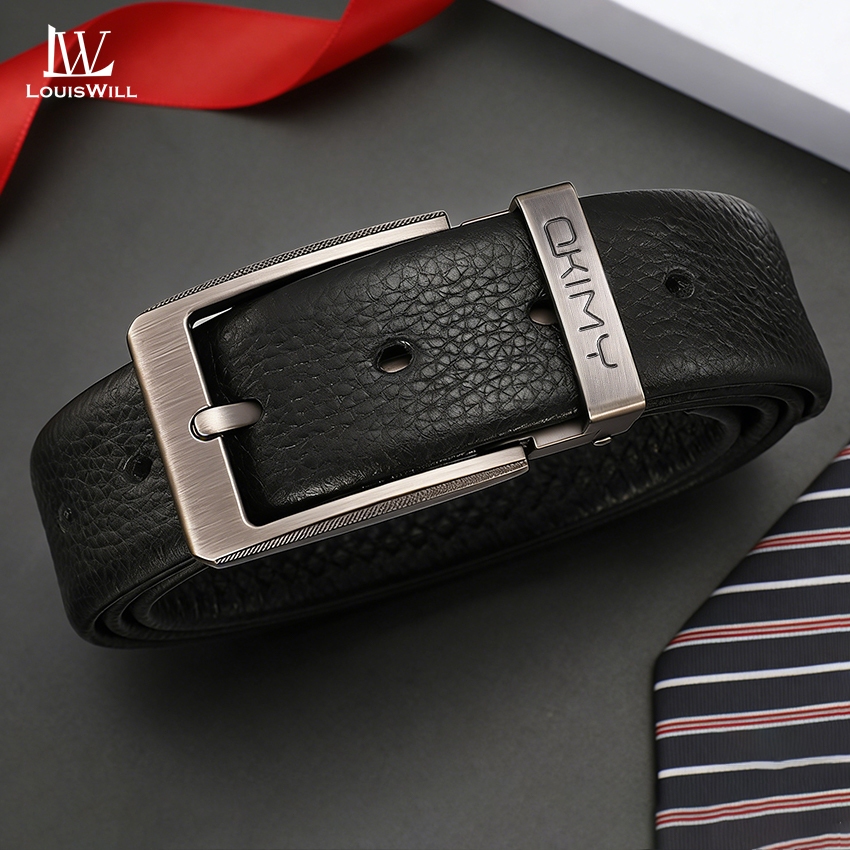 เข็มขัดหนังวัว Louis Vuitton สำหรับผู้ชาย ออกแบบมาในสไตล์เรียบง่าย เพื่อสวมใส่ทำงานและพบปะสังคมได้อย
