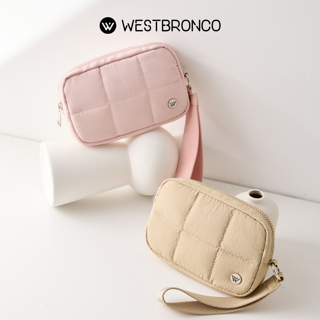 WESTBRONCO รุ่นPuff (พัฟ) กระเป๋าสตางค์แบบคล้องข้อมือสำหรับผู้หญิง มีสายรัดข้อมือ สามารถใส่บัตร โทรศัพท์มือถือได้