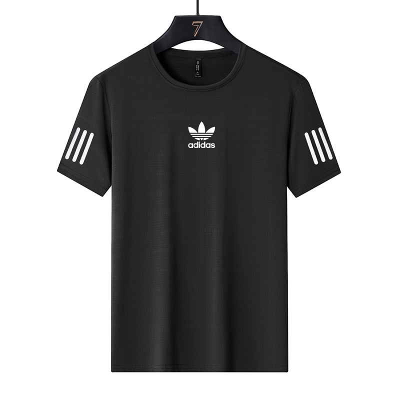 เสื้อยืดแขนสั้นผู้ชายไซส์ใหญ่ ทำจากผ้าไหมน้ำแข็ง ใส่สบายสำหรับกีฬาและการพักผ่อน
