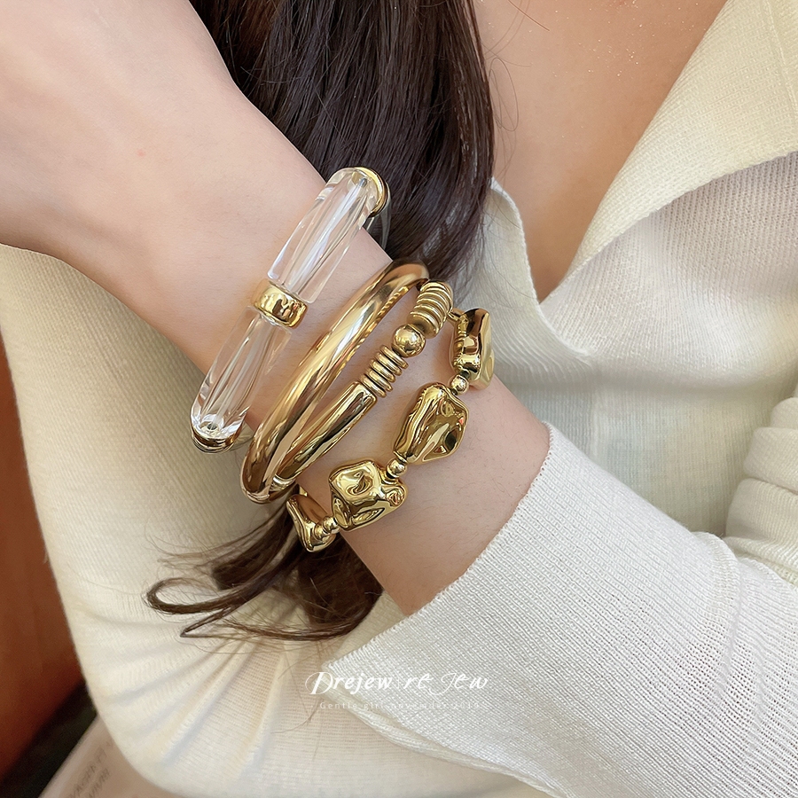 เดรเจว ผสมวัสดุสร้อยข้อมือผู้หญิงสีทอง/สีเงินโทนออกแบบมินิ รูปที่ 3