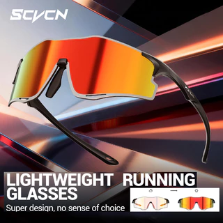 SCVCN Photochromic แว่นกันแดดสำหรับปั่นจักรยานน้ำหนักเบาทามแบบ UV400 แว่นกีฬากลางแจ้งมีสไตล์