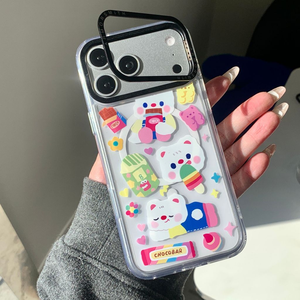 หล่อเกราะขนมหมีเหมาะสําหรับ Apple 17iPhone16promax เคสโทรศัพท์น่ารักการ์ตูน 15pro แฟชั่น 14pm Niche 
