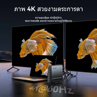 Vention 15 in 1 USB C HUB MST สถานีเชื่อมต่อแนวตั้งประเภท C ถึง Multi HDMI พร้อม power Works สําหรับแล็ปท็อป Macbooks พอร์ต USB RJ45 OTG Thunderbolt 4 ประเภท C HUB