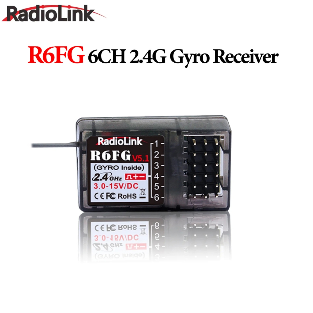 RadioLink R6FG V5.1 6 CH 2.4G Gyro Receiver ระบบวิทยุสําหรับ RC รถเรือ RC4GS เครื่องส่งสัญญาณรีโมทคอ