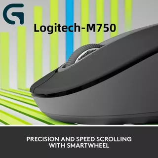 Logitech M750 เมาส์ไร้สาย | คลิกเงียบ 4000DPI | รองรับหลายอุปกรณ์ เชื่อมต่อบลูทูธ/USB | การออกแบบตามหลักสรีรศาสตร์