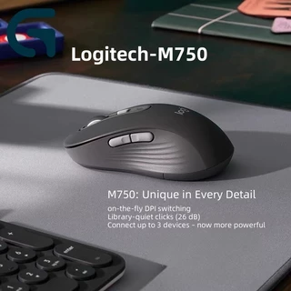 Logitech M750 เมาส์ไร้สาย | คลิกเงียบ 4000DPI | รองรับหลายอุปกรณ์ เชื่อมต่อบลูทูธ/USB | การออกแบบตามหลักสรีรศาสตร์