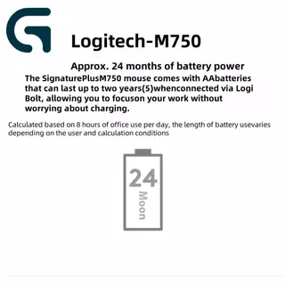 Logitech M750 เมาส์ไร้สาย | คลิกเงียบ 4000DPI | รองรับหลายอุปกรณ์ เชื่อมต่อบลูทูธ/USB | การออกแบบตามหลักสรีรศาสตร์