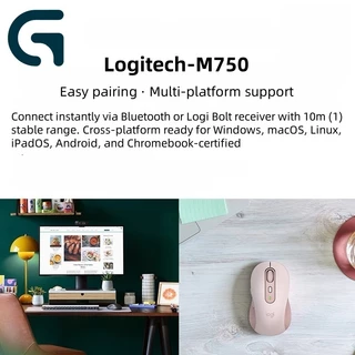 Logitech M750 เมาส์ไร้สาย | คลิกเงียบ 4000DPI | รองรับหลายอุปกรณ์ เชื่อมต่อบลูทูธ/USB | การออกแบบตามหลักสรีรศาสตร์