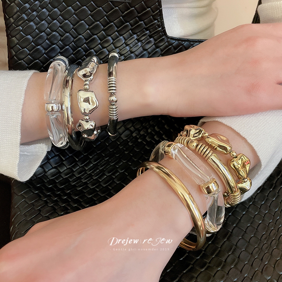 เดรเจว ผสมวัสดุสร้อยข้อมือผู้หญิงสีทอง/สีเงินโทนออกแบบมินิ รูปที่ 8