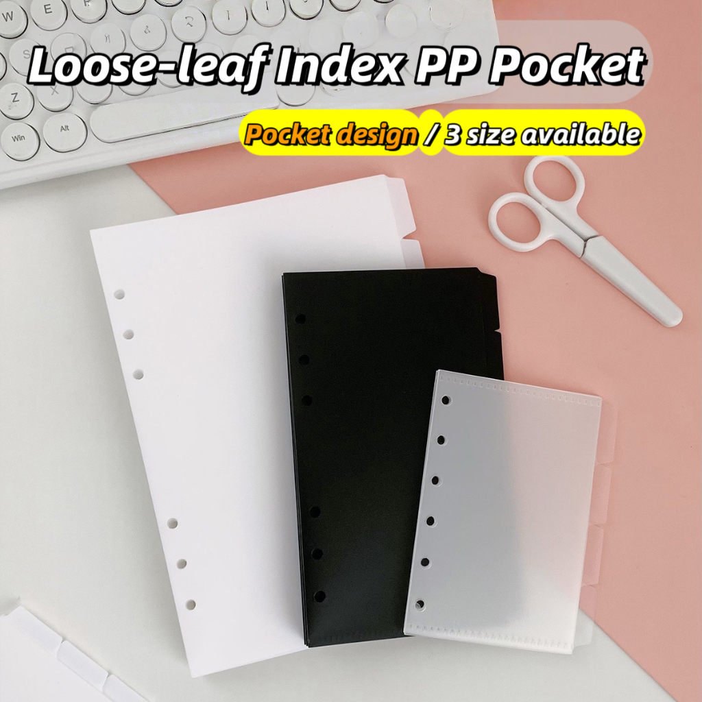 A5/A6 หลวม-Leaf Binder PP Index กระเป๋า 6 หลุมสมุดภาพ Division หมวดหมู่หน้าเงินสด Budget PP กระเป๋า