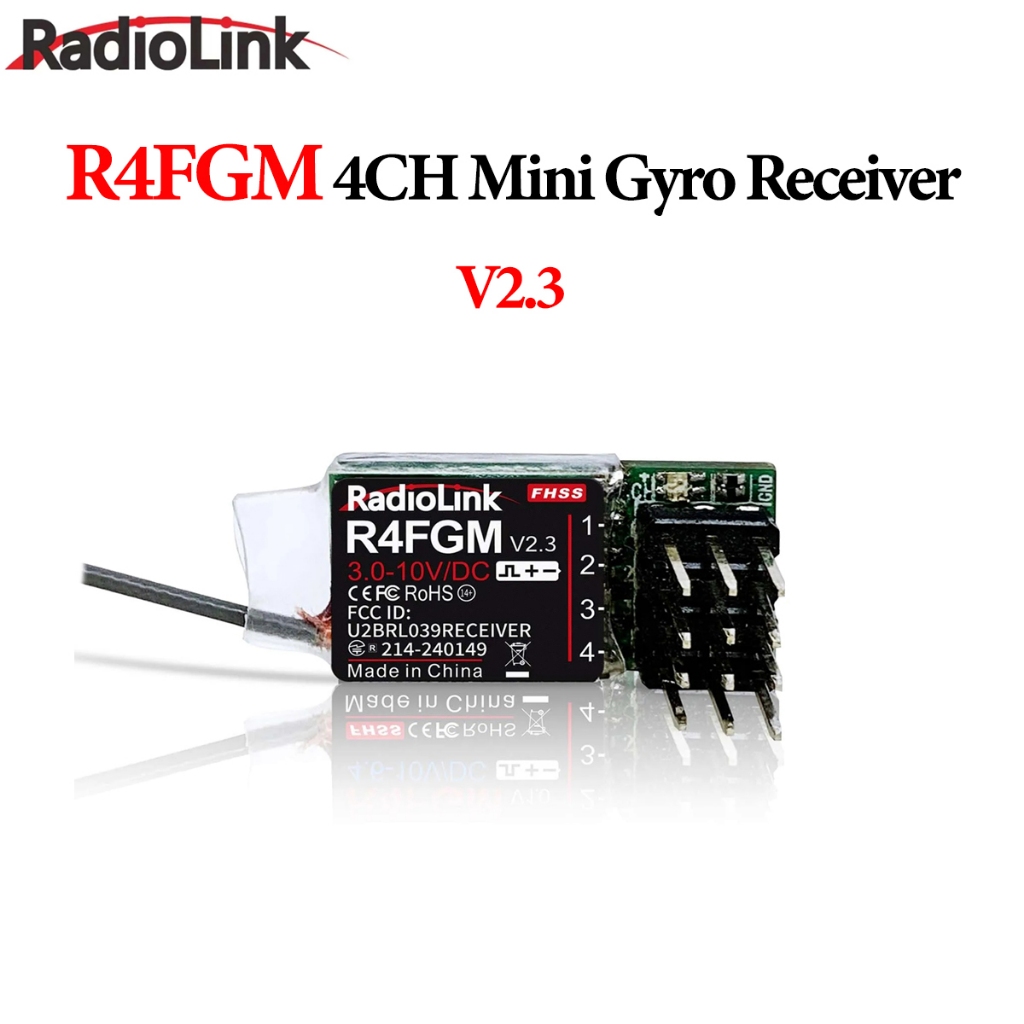 Radiolink R4FGM V2.3 4CH 2.4G Mini Gyro Receiver สําหรับ Mini RC Drift รถเครื่องบินเรือ RC4GS RC6GS 