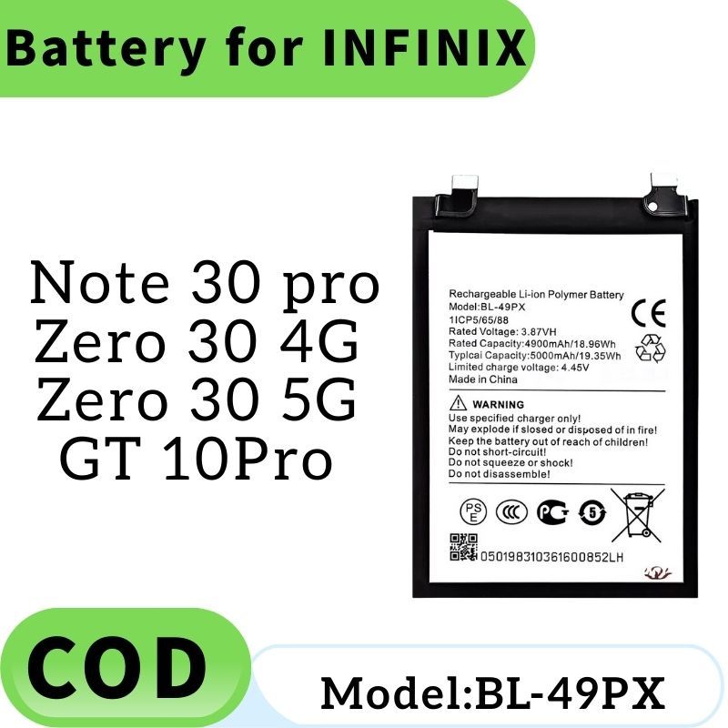 แบตเตอรี่ BL-49PX Bateri สําหรับ INFINIX Zero 30 Batery Note 30 Pro, GT 10 Pro