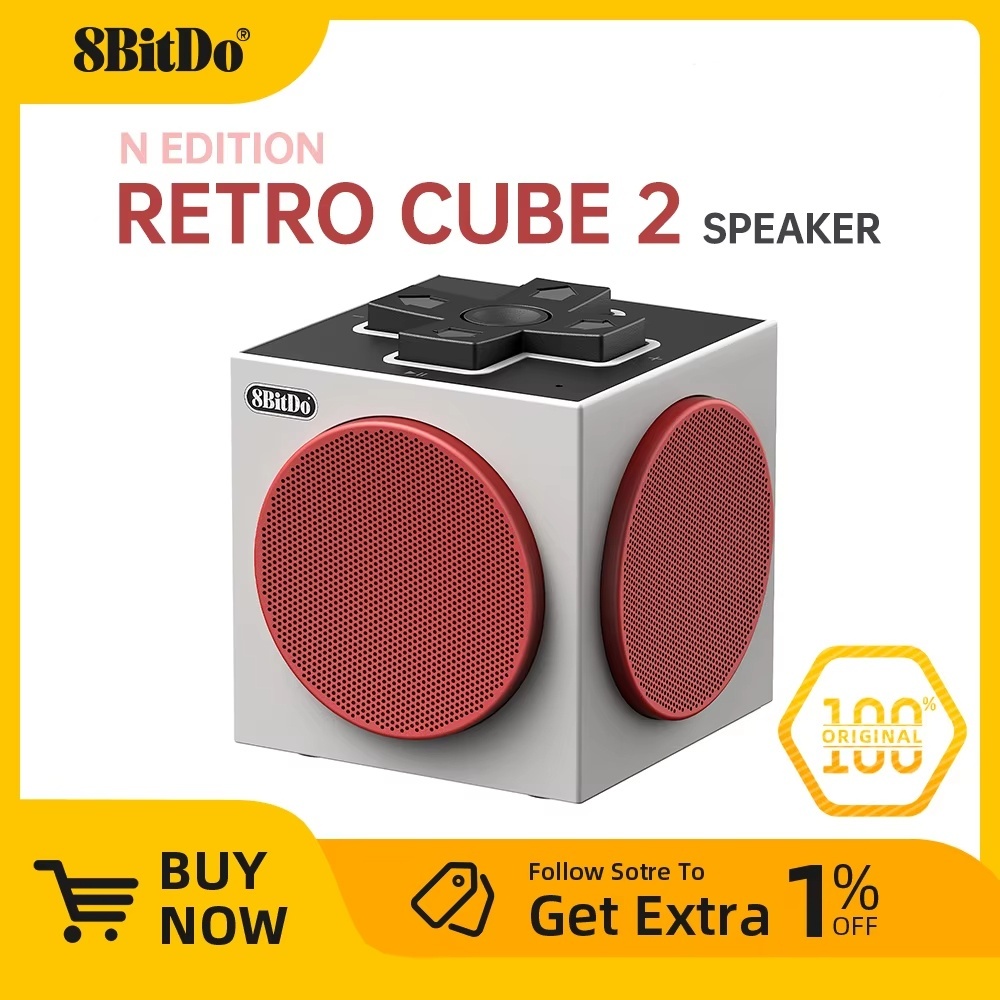 8BitDo Retro Cube 2 ลําโพงบลูทูธไร้สายพร้อมแท่นชาร์จเสียงสเตอริโอที่แท้จริงสําหรับ 8BitDo N Edition คีย์บอร์ดและเมาส์