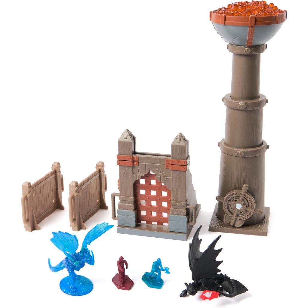 DreamWorks Dragons How to Train Your Dragons: Flame Trial, Dragon and Warriors Arena Toy Set, Flame 