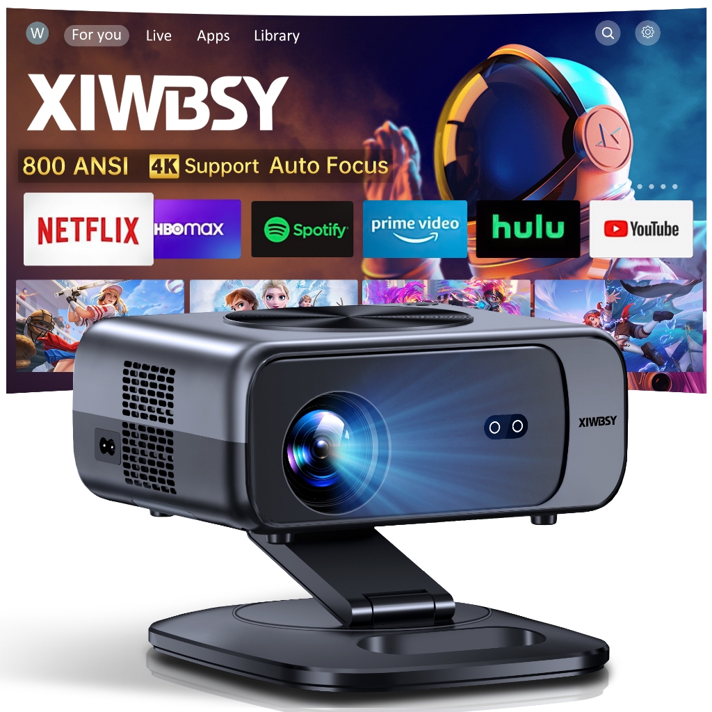 Horlat M05 mini 4K projector Wifi 800ANSI FHD 1080P โปรเจคเตอร์ขนาดเล็กแบบพกพาในตัว 10W Dolbyผู้พูด+360°รอสักครู่
