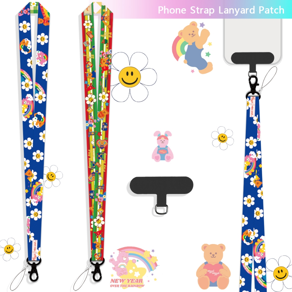 Wigglewiggle Sunflower Carebears Co-Branded โทรศัพท์มือถือ Lanyard โทรศัพท์มือถือ สายคล้อง เชือกแขวนคอโทรศัพท์ แผ่นห้อยโทรศัพท์แบบหนา สายคล้องข้อมือโทรศัพท์  น่ารัก วงกุญแจ พร้อมส่ง