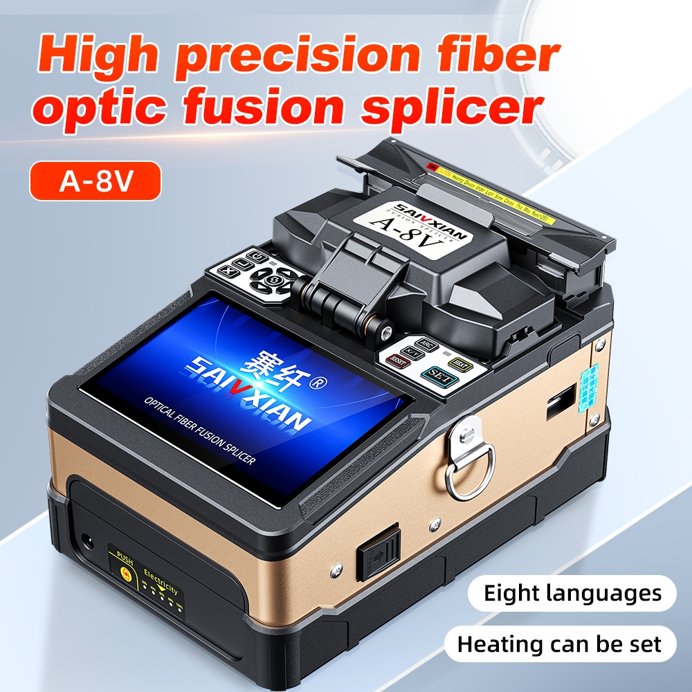 A-8V Portable Fusion Splicer FTTH เครื่องหลอมพกพา ใช้งานง่าย เครื่องตัดไฟเบอร์ คีม