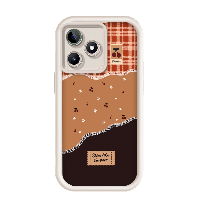 สําหรับRealme C53/Realme C51/Realme C51s-4G,รูปแบบเชอร์รี่ตาหมากรุก,เคสป้องกันโทรศัพท์ซิลิโคนป้องกัน