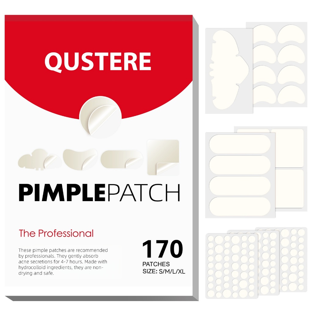 QUSTERE แผ่นแปะสิวไฮโดรคอลลอยด์ขนาดใหญ่ 170 ชิ้น – ดูดซับความอ่อนแอครอบคลุมฝ้าเหมาะสําหรับทุกสภาพผิว,แพทช์พิม
