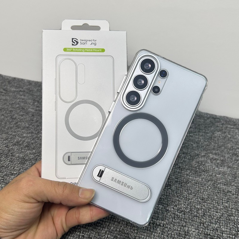 SAMSUNG 360 หมุนวงเล็บโลหะกรณีแม่เหล็กสําหรับSamsung Galaxy S25 S26 Ultra S25Uสนับสนุนไร้สายชาร์จโลหะกล้องเลนส์แหวนSlim Hard PCปกหลังพร้อมกล่องขายปลีก