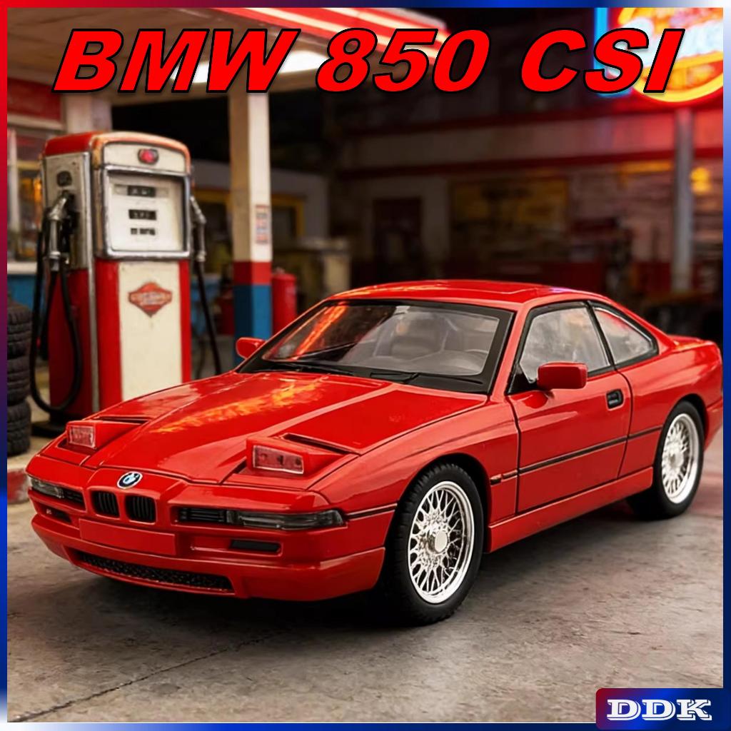 1:24 BMW 850 CSI Diecast รุ่นของเล่นรถเสียงแสงดึงกลับเด็กเด็กเพื่อนของขวัญ