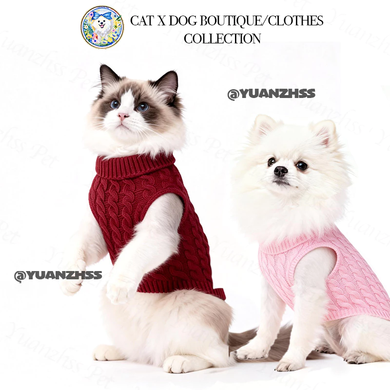 Chic Cozy เสื้อกันหนาวสัตว์เลี้ยงถักขี้เล่นสีลูกกวาดฤดูใบไม้ร่วงฤดูหนาวเสื้อผ้าที่อบอุ่นสําหรับสุนัขขนาดกลางขนาดเล็กแมว