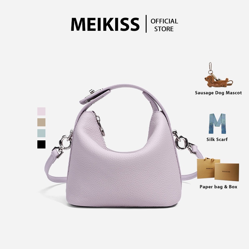 MEIKISS กระเป๋าฮอบโอหนังวัวแท้ Crescent Bag ขนาดพกพา สำหรับเดินทางและงานเลี้ยง