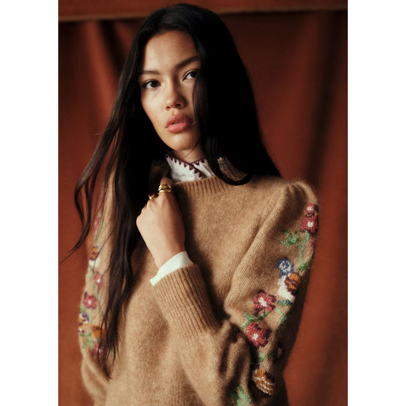 เสื้อกันหนาวMohairปักศิลปินเรโทร สไตล์แฟรนซ์sezane ไซส์XS