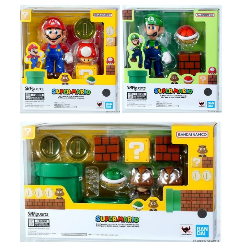 BANDAI SHF SUPER MARIO Luigi Mario โมเดลพลาสติก