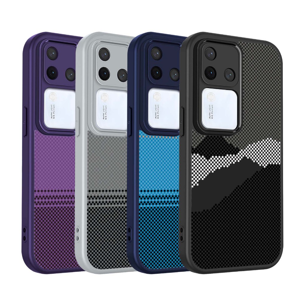 คาร์บอนไฟเบอร์เคฟล่าร์เนื้อ Splicing รูปแบบเคสโทรศัพท์ Vivo V30 Lite V30E V29 V29E V27 V25 Pro V25E V23 V23E V21 21E V20 4G 5G ปลอกพร้อมป้องกันกล้องกันกระแทกปกหลัง