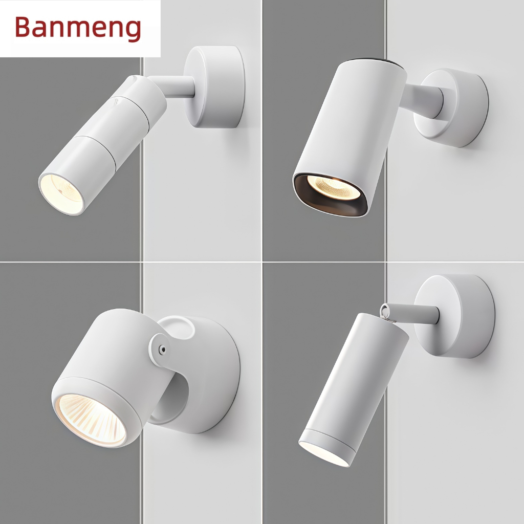 โคมไฟสปอตไลท์ Led แบบติดผนัง สามารถปรับได้ สีดํา สีขาว สําหรับตกแต่งบ้าน กลางแจ้ง
