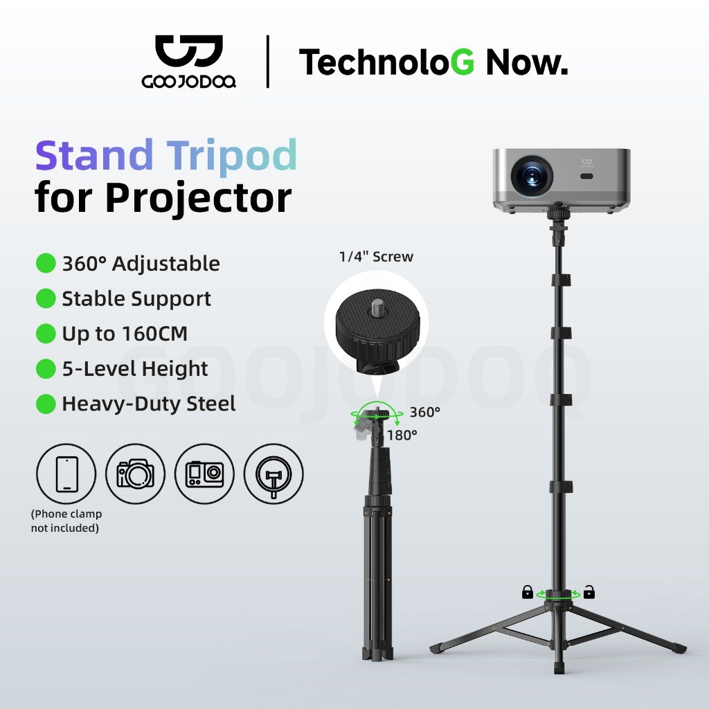 GOOJODOQ ขาตั้งอเนกประสงค์สําหรับโปรเจคเตอร์,กล้อง,etc 360° ปรับมุมมุมมองปรับความสูงได้ถึง160ซม