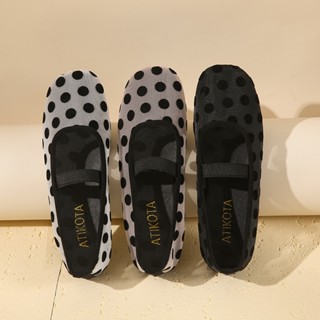 ผู้หญิง Mary Jane Flats หนังนุ่มสบาย ดีไซน์โบว์หวาน เหมาะสำห…